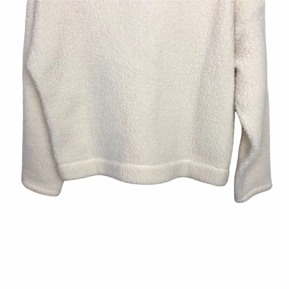 J Crew Ivory Crop Half Zip Polartec Fleece Pullover Sweater